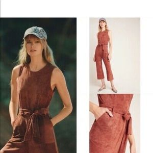 Anthropologie faux suede jumpsuit